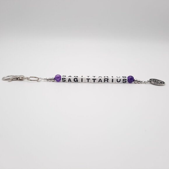Sagittarius Optimist Zodiac Astrology Beaded Keychain Handmade Accessory - Picture 3 of 9
